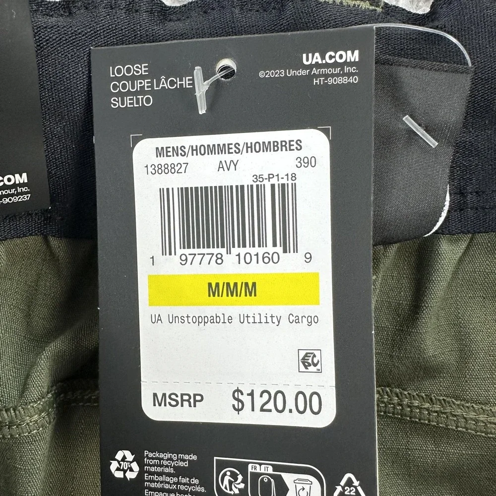 Under Armour Pants Mens Medium Green Unstoppable Cargo Straight Leg Outdoor